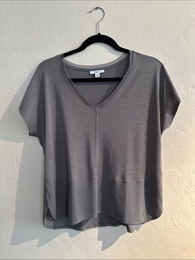 Barr 111 Slate Gray V-Neck Short Sleeve  Top